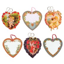 6 Extra Large Mixed Valentine Heart Gift Tags ~ England